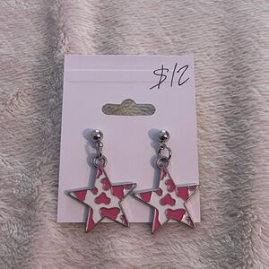 Cute Handmade Pink Cow Star Stud Earrings || Woman’s Jewelry